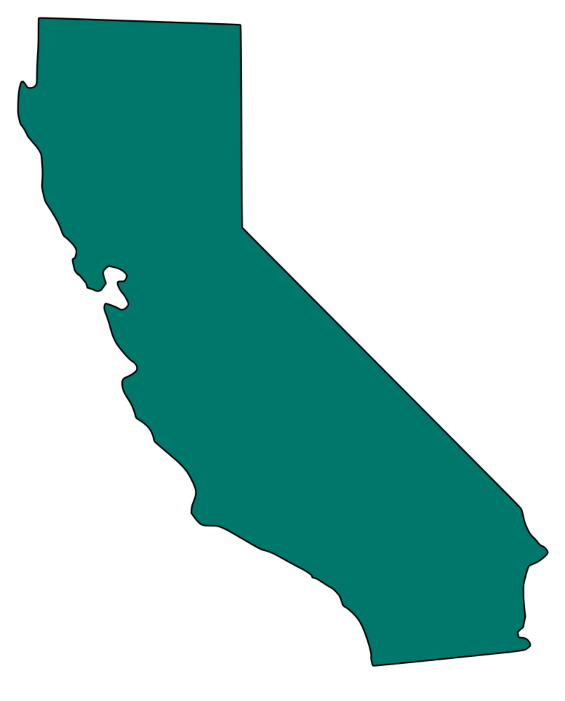 The shape of California in green.